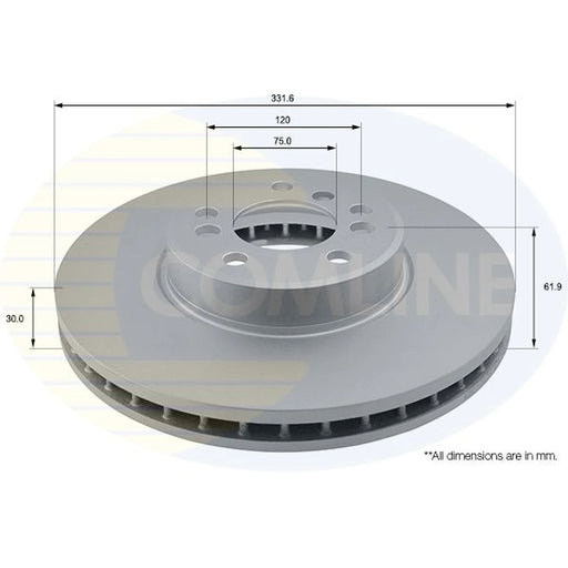 Comline 2 x Internally Vented Front Brake Discs ADC1707V