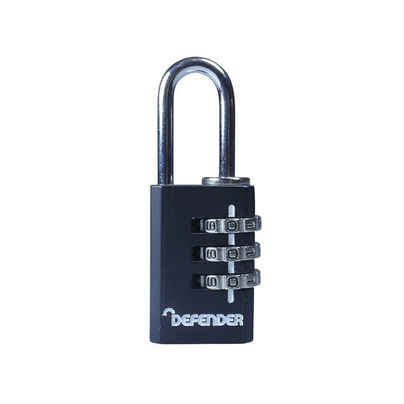 DEFENDER black die-cast Combination Padlock 20-40mm