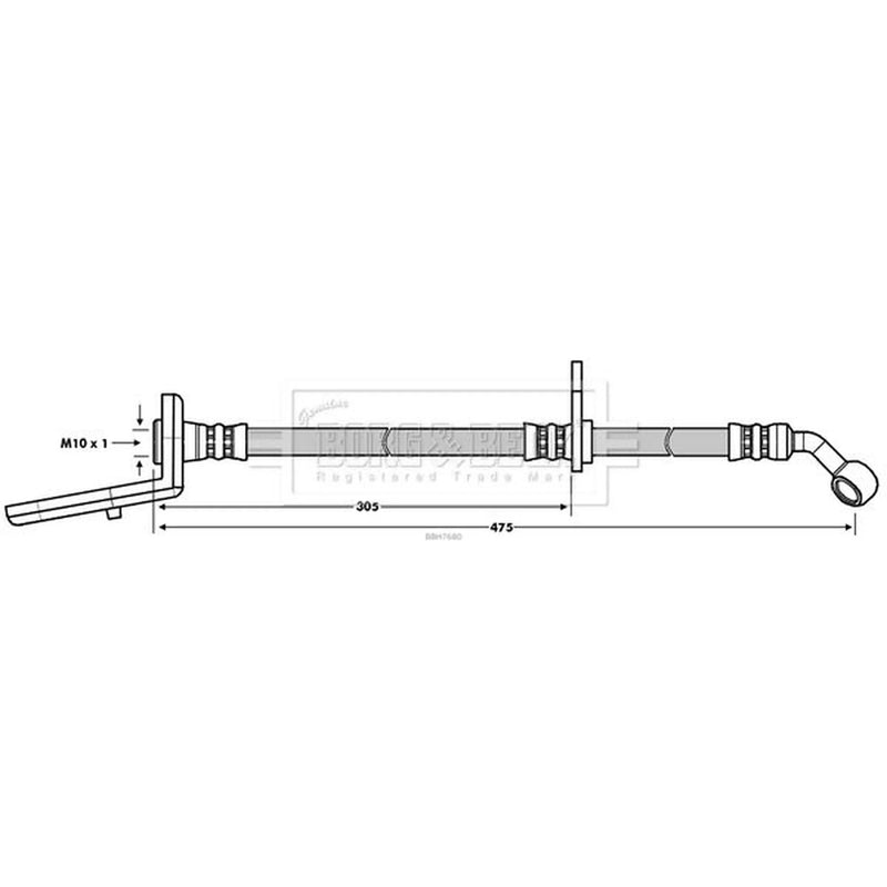 Borg & Beck Brake Hydraulic Hose Line Rear Right BBH7680