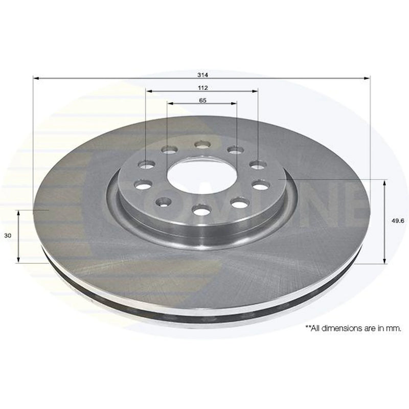 Comline 2 x Front Brake Discs ADC2601V