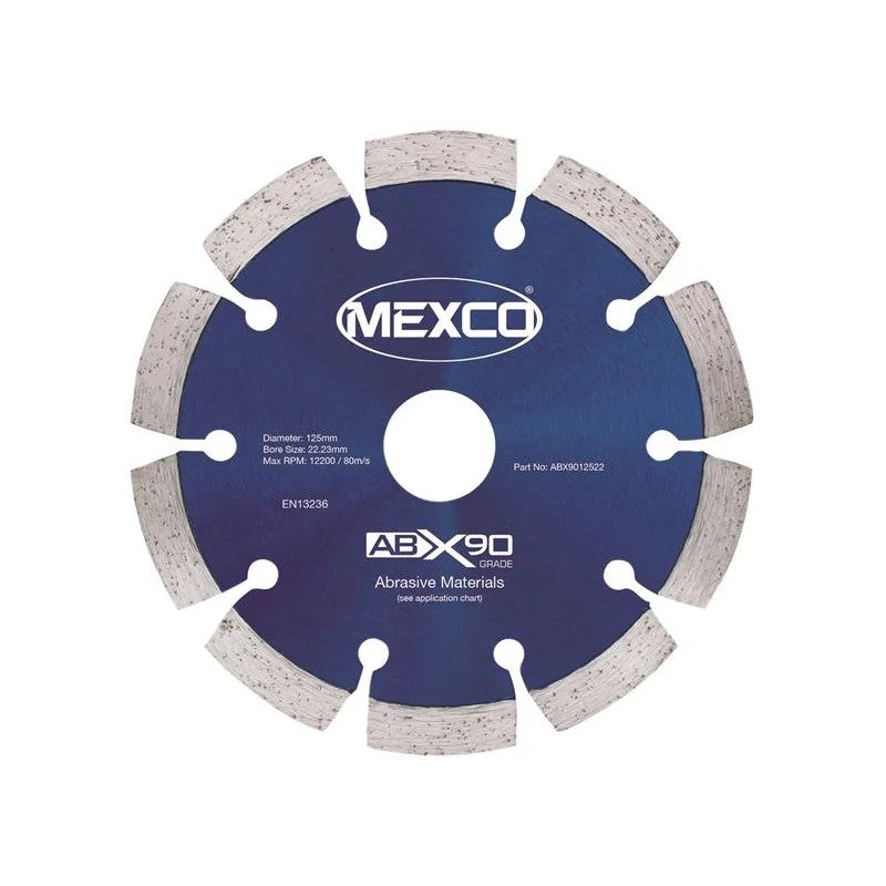 MEXCO Abrasive Materials X90 Grade Diamond Blade 125 x 22mm - ABX9012522