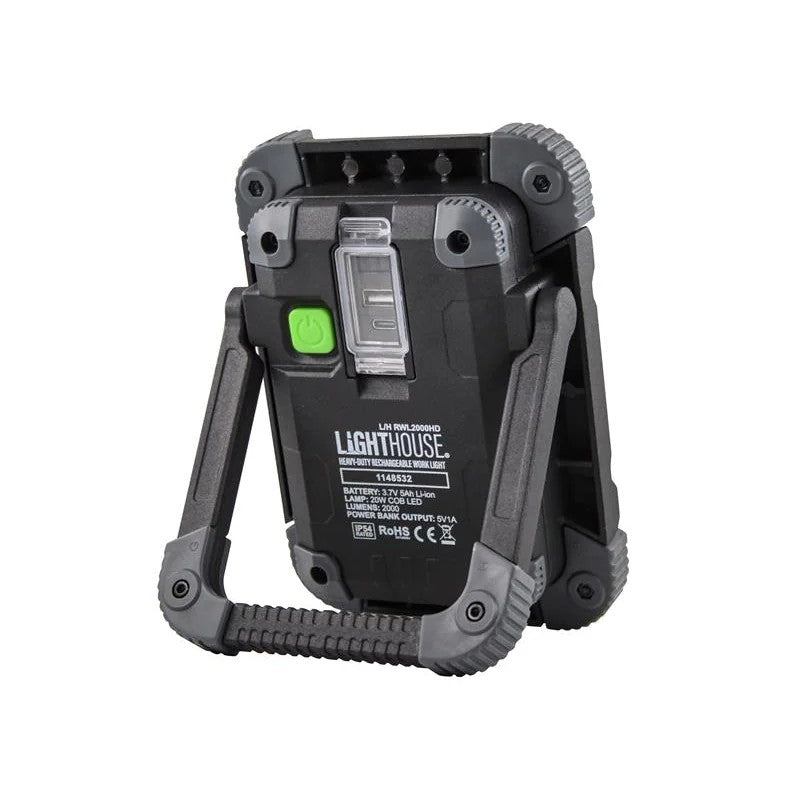 Lighthouse Heavy-Duty Rechargeable Work Light 2000 Lumens - L/HRWL2000HD