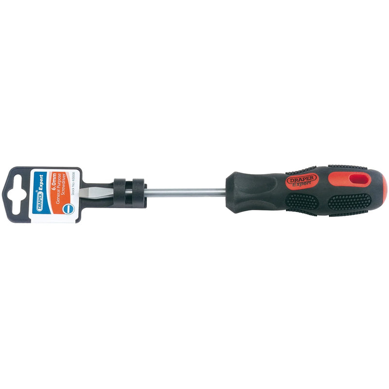 Draper Expert Screwdriver, Plain Slot Flared Tip, 6mm