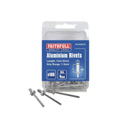 Faithfull Aluminium Rivets 4 x 7mm Short Pre-Pack of 100 - FAIAR4S100