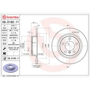 Brembo 2 x Solid Rear Brake Discs 08.D180.11