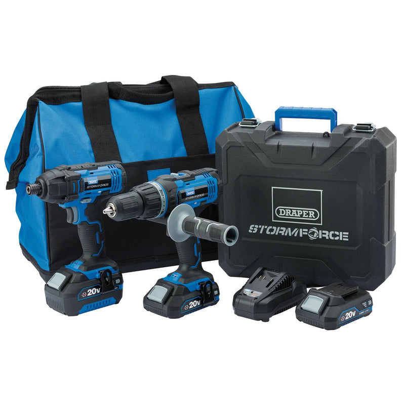 Draper Storm Force 20V Cordless Impact Kit - 7 Piece Set