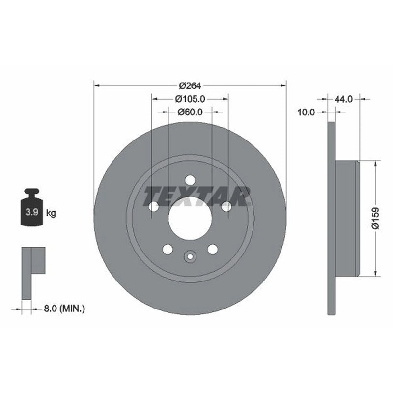 Textar 2 x Solid Rear Brake Discs 92275303