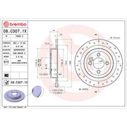 Brembo Xtra 2 x Perforated Rear Brake Discs 08.C307.1X