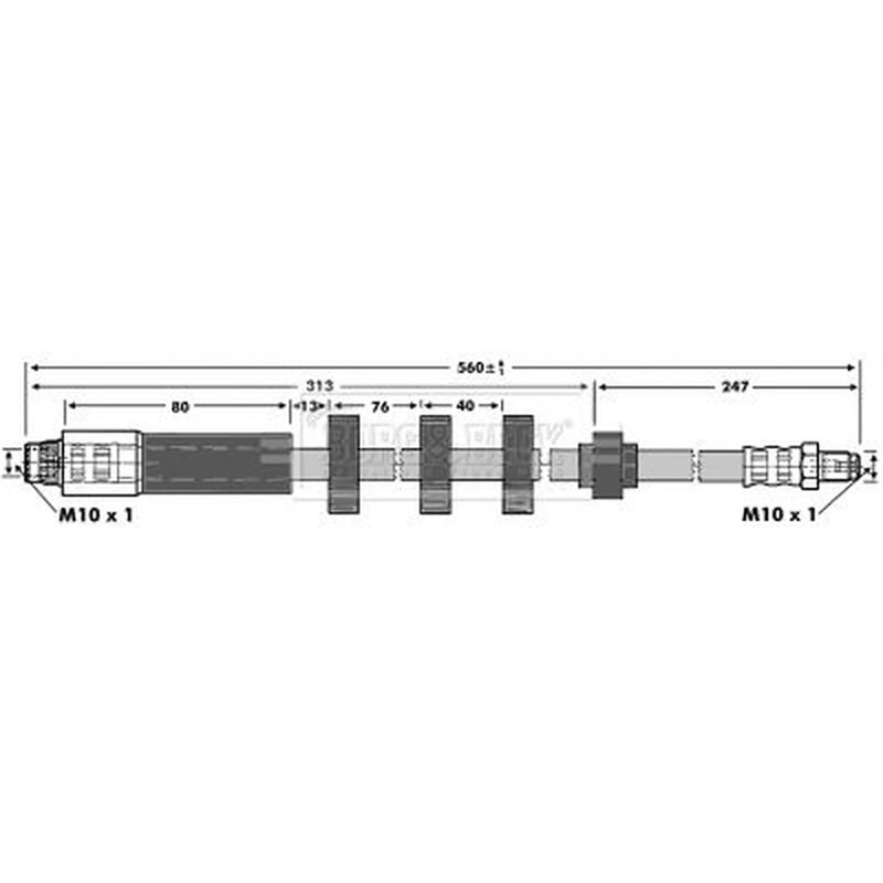Borg & Beck Brake Hydraulic Hose Line Front Left BBH6905