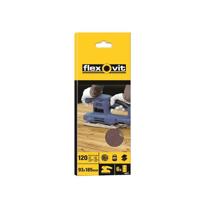 Flexovit 1/3 Sanding Sheets Perforated Fine 120 Grit (Pack 10) - 63642526336