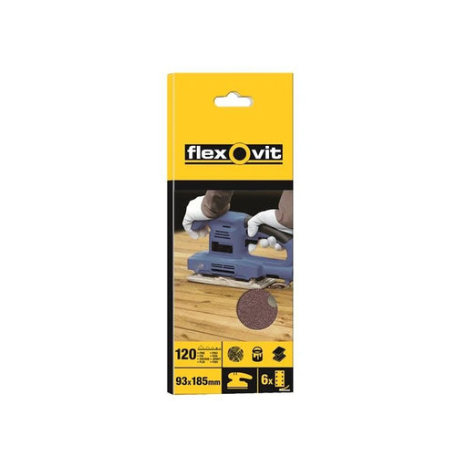 Flexovit 1/3 Sanding Sheets Perforated Fine 120 Grit (Pack 10) - 63642526336