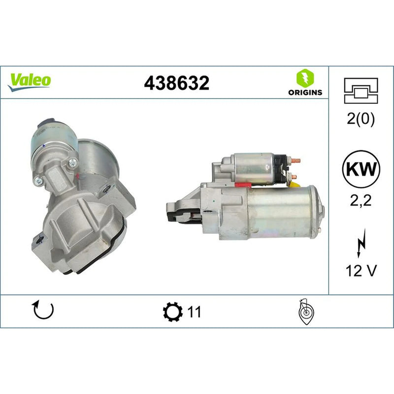 Valeo Starter Motor 12V 2.2kW 11 Teeth 438632