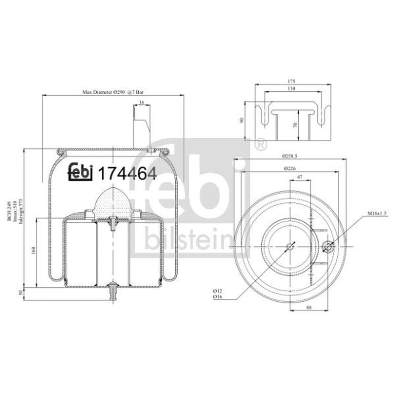 Febi Air Suspension Bellow 226mm 174464