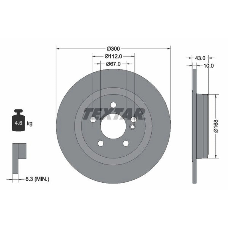 Textar 2 x Solid Rear Brake Discs 92277503
