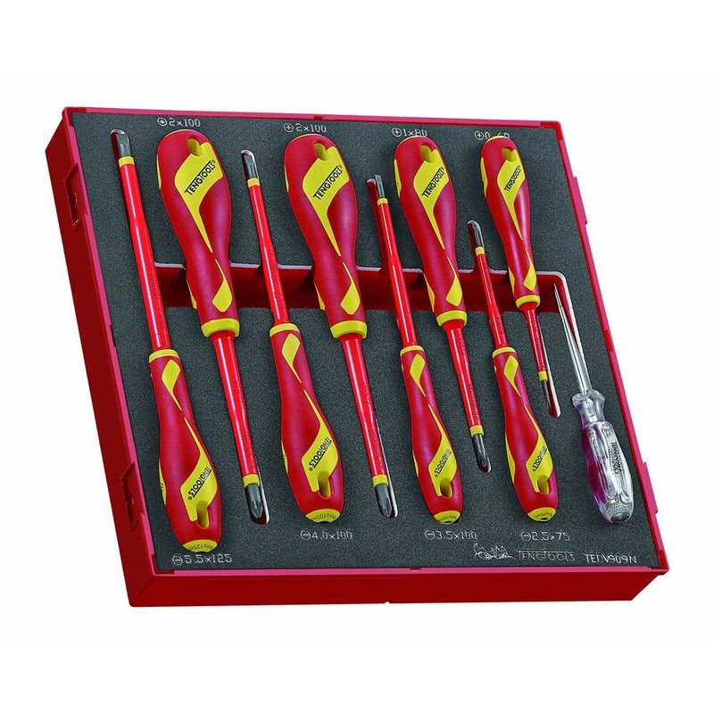 Teng Tools Insulated Screwdriver Set FOAM2 9 Pieces
