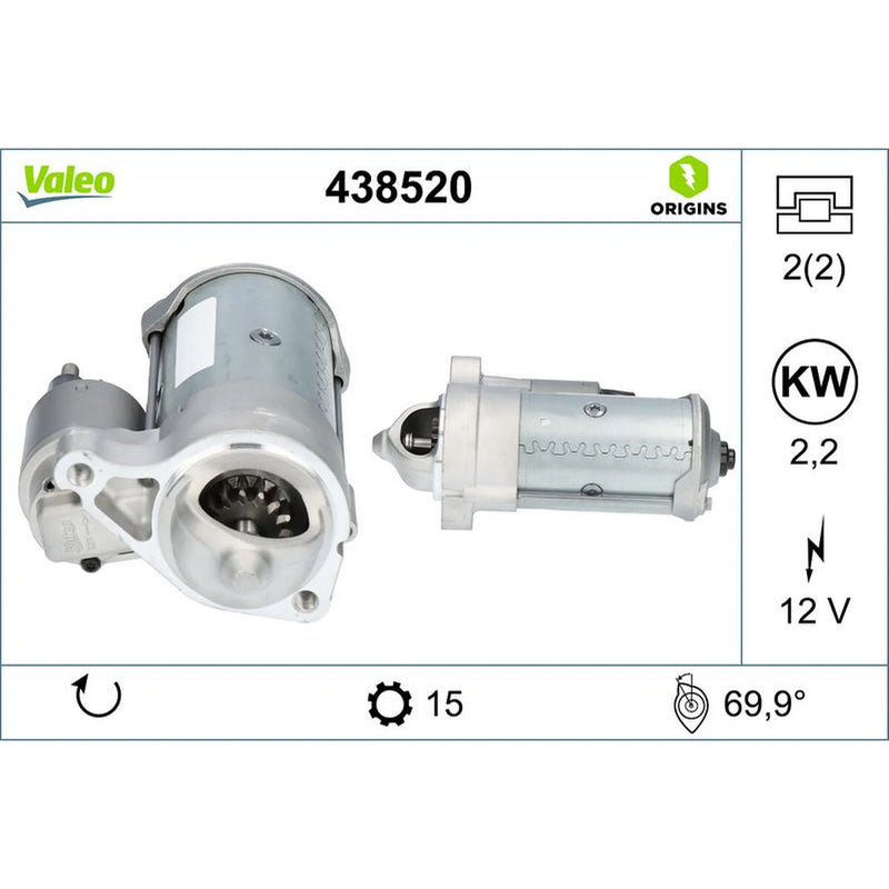 Valeo Starter Motor 12V 2.2kW 15 Teeth 438520