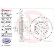 Brembo 2 x Internally Vented Front Brake Discs 09.6843.11