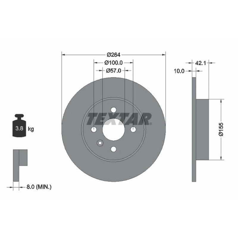 Textar 2 x Solid Rear Brake Discs 92124703