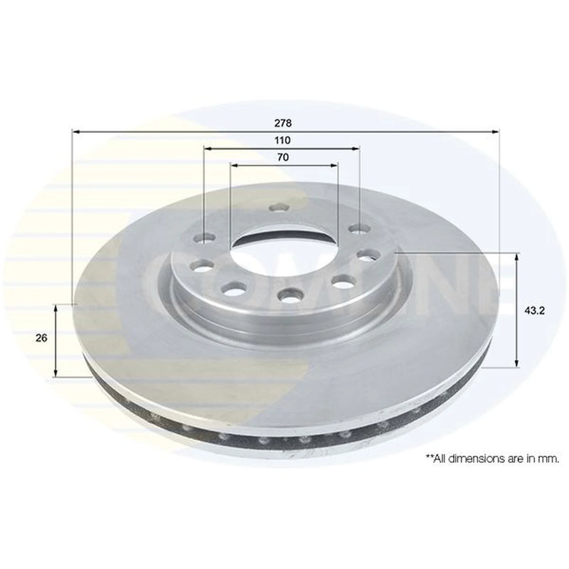 Comline 2 x Internally Vented Front Brake Discs ADC1139V