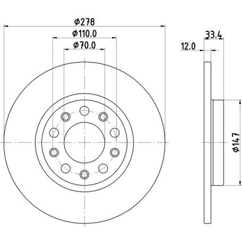 Mintex 2 x Solid Rear Brake Discs MDC2999C