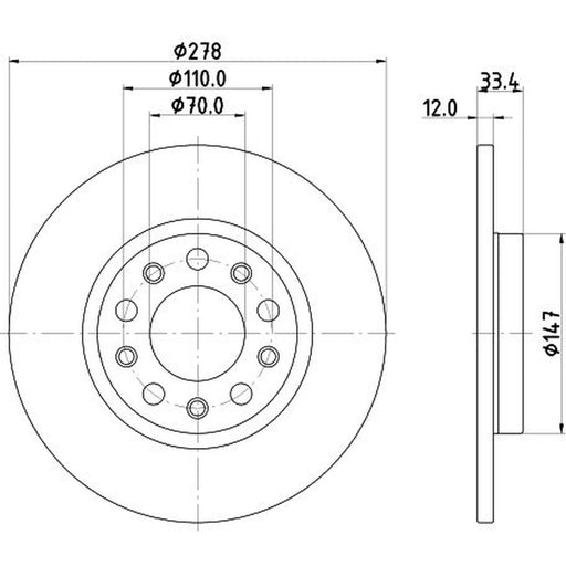 Mintex 2 x Solid Rear Brake Discs MDC2999C