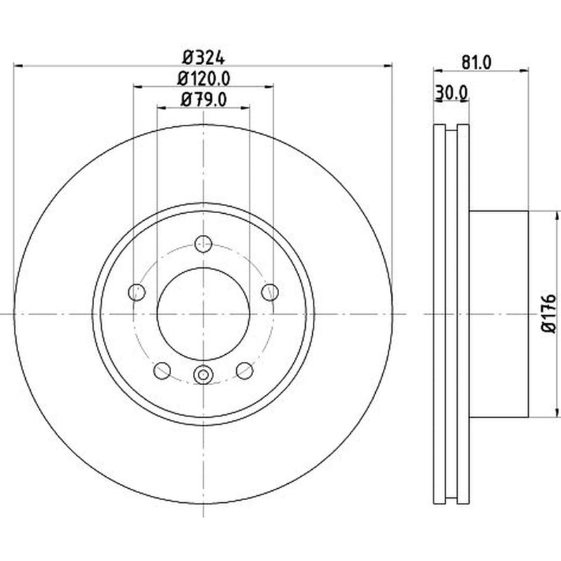 Mintex 2 x Internally Vented Front Brake Discs MDC1795