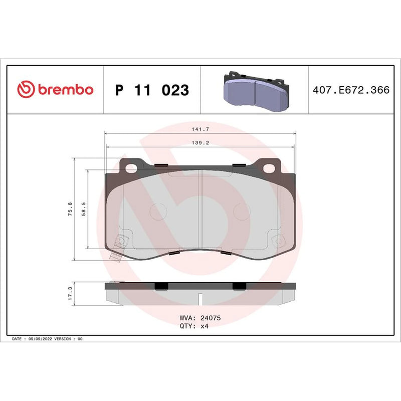 Brembo Front Brake Pad Set P11023