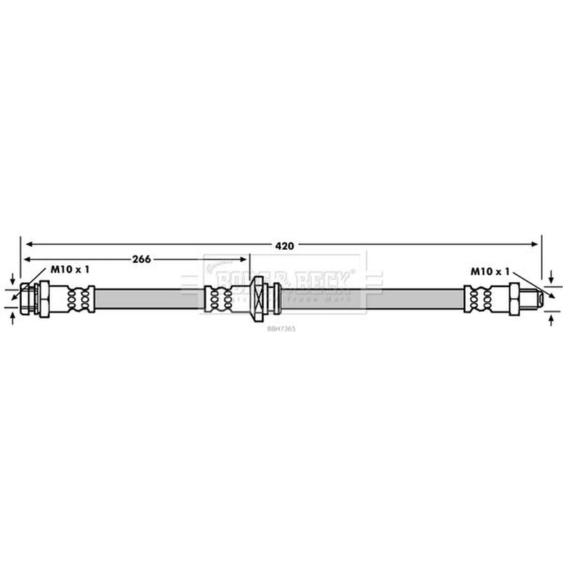 Borg & Beck Brake Hydraulic Hose Line Front Left BBH7365