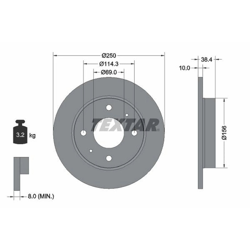 Textar 2 x Solid Rear Brake Discs 92134903