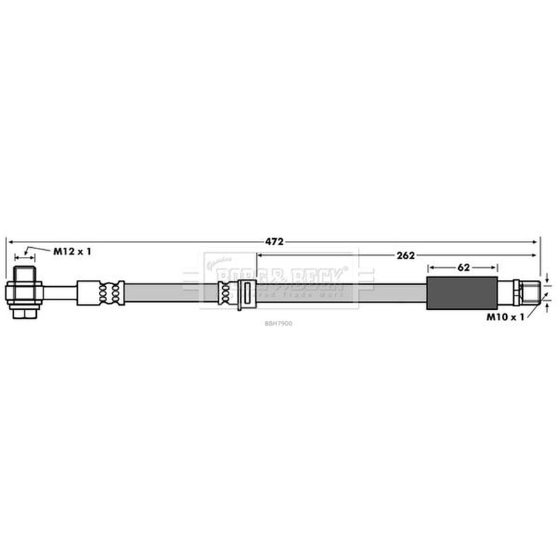 Borg & Beck Brake Hydraulic Hose Line Front Left BBH7900