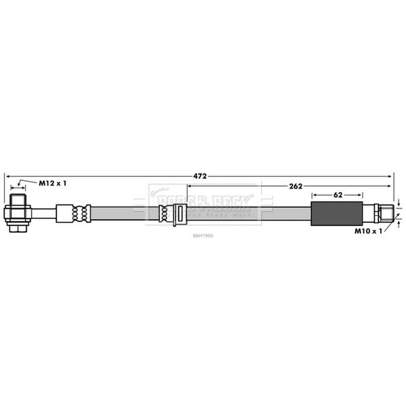Borg & Beck Brake Hydraulic Hose Line Front Left BBH7900
