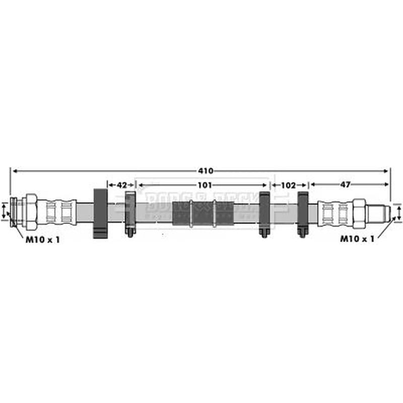 Borg & Beck Brake Hydraulic Hose Line Front Left BBH6118