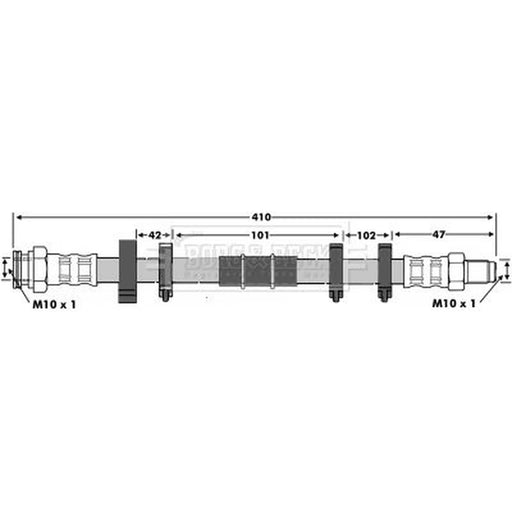 Borg & Beck Brake Hydraulic Hose Line Front Left BBH6118