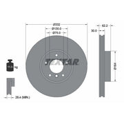 Textar 2 x Vented Front Brake Discs 92160805