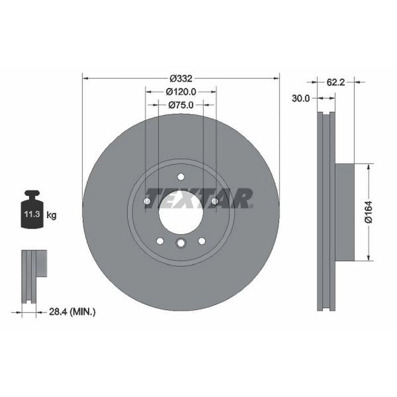 Textar 2 x Vented Front Brake Discs 92160805
