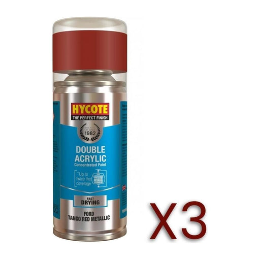3x Hycote Aerosol Paint for Ford Tango Red Metallic 150ml Hycote  - Town Parts