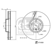 Febi 2 x Front Internally Vented Brake Discs 171459