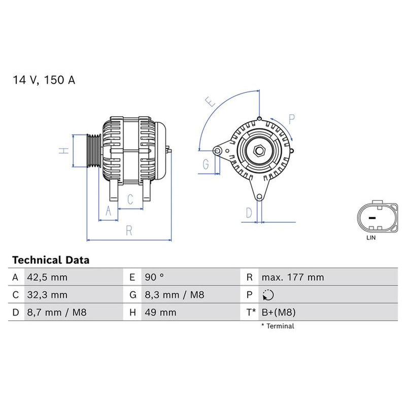 Bosch Car Alternator 12V 0 986 084 700