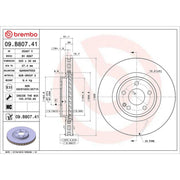 Brembo 2 x Internally Vented Front Brake Discs 09.B807.41