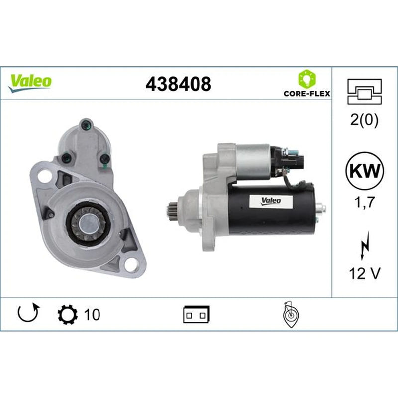 Valeo Starter Motor 12V 1.7kW 10 Teeth 438408