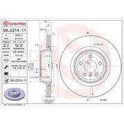 Brembo 2 x Internally Vented Rear Brake Discs 09.C314.11