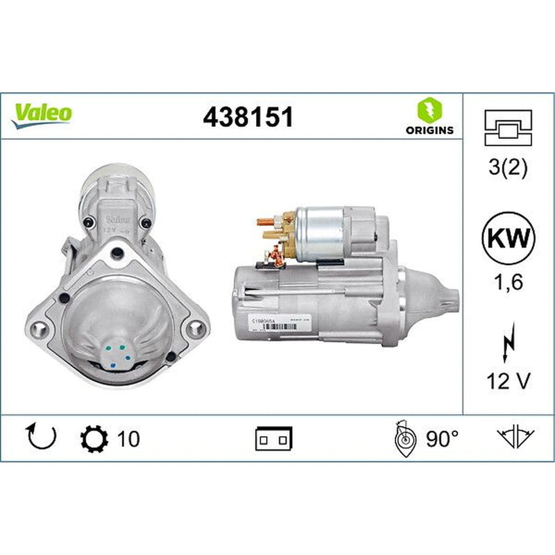 Valeo Starter Motor 12V 1.6kW 10 Teeth 438151