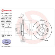 Brembo 2 x Internally Vented Front Brake Discs 09.A968.21