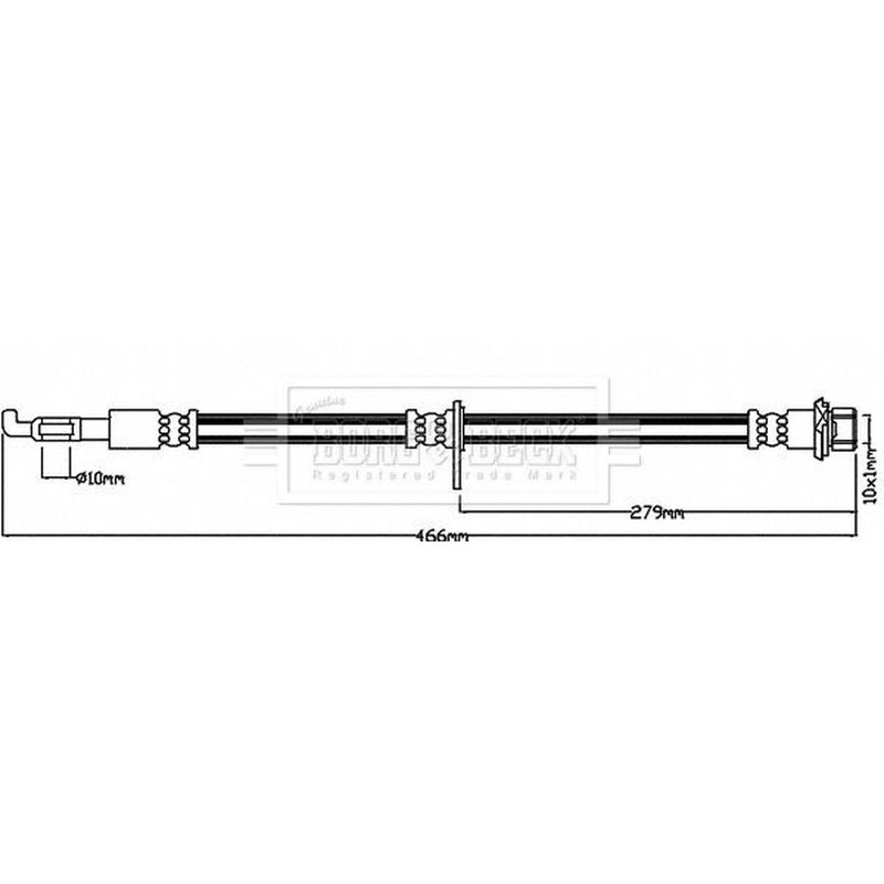 Borg & Beck Brake Hydraulic Hose Line Right BBH8038