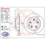 Brembo 2 x Internally Vented Rear Brake Discs 09.C884.11