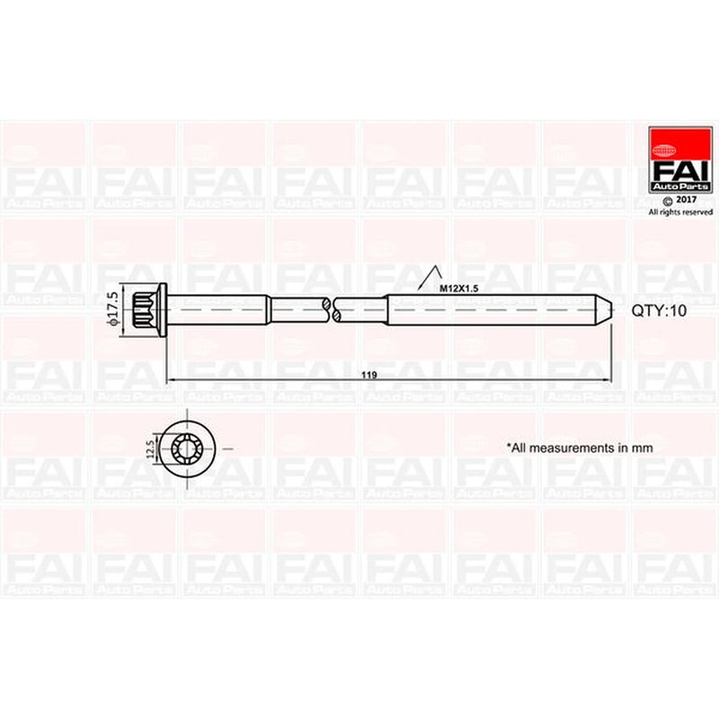 FAI Cylinder Head Bolt Set M12 x 1.5 B1401