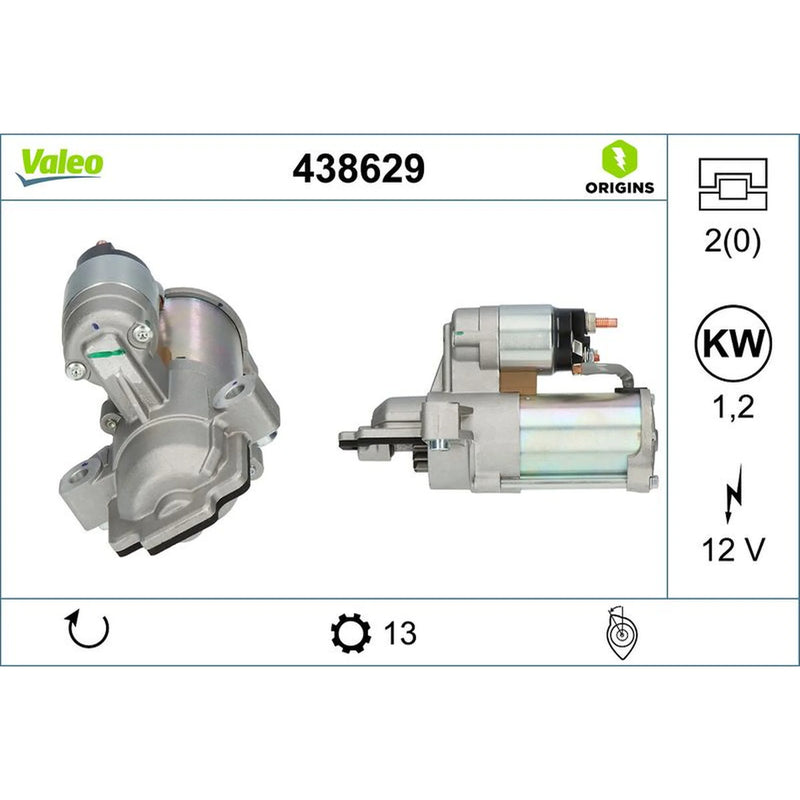 Valeo Starter Motor 12V 1.2kW 13 Teeth 438629