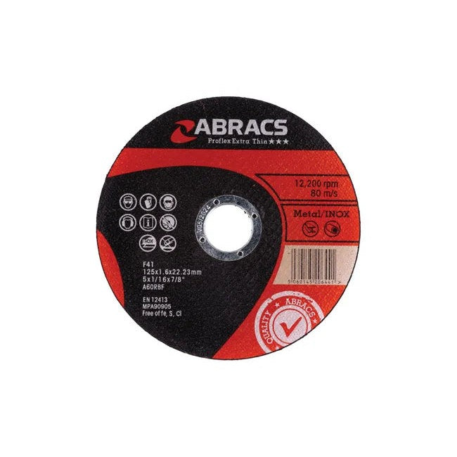 Abracs Extra Thin Flat Cutting Discs 125mm x 1.6mm 10pc - CPL