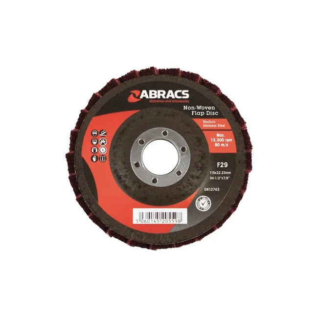Abracs Non-Woven Flap Discs, Medium 115mm 5pc - CPL