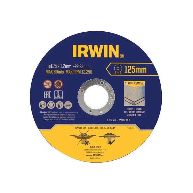 IRWIN® Metal Cutting Disc 125 x 1.2 x 22.2mm Tin of 10 - IW8082106